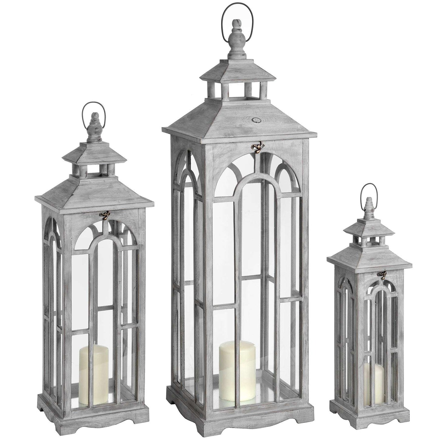 Set Of Three Wooden Lanterns Archway Design-0