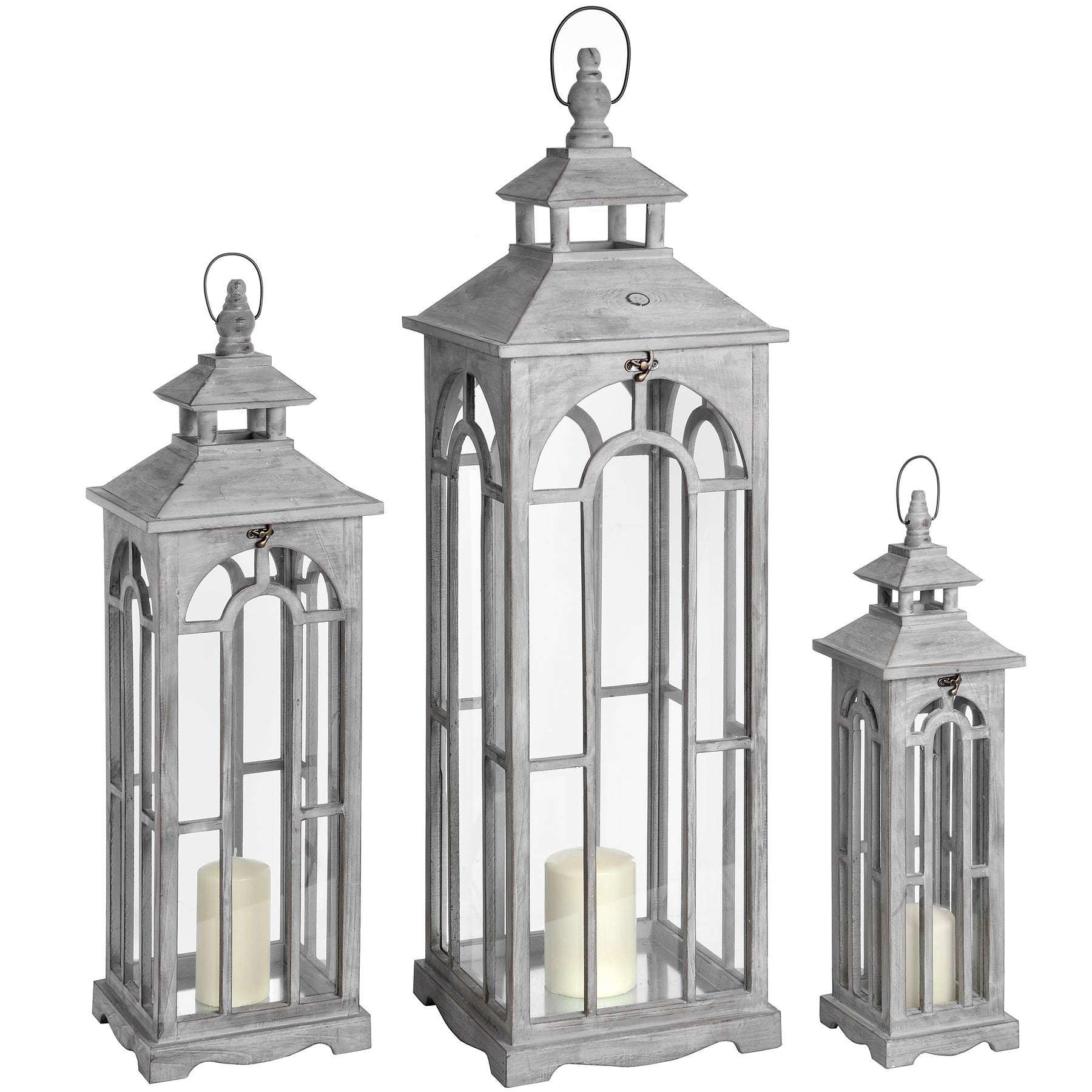Set Of Three Wooden Lanterns Archway Design-0
