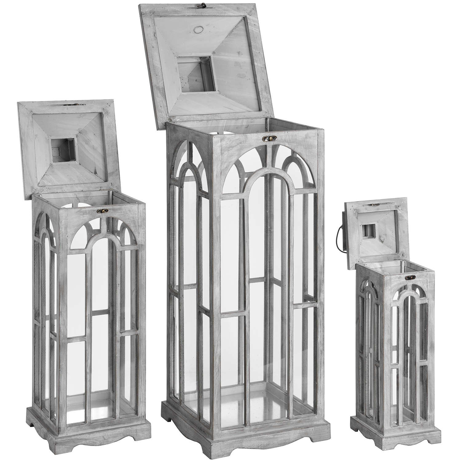 Set Of Three Wooden Lanterns Archway Design-3