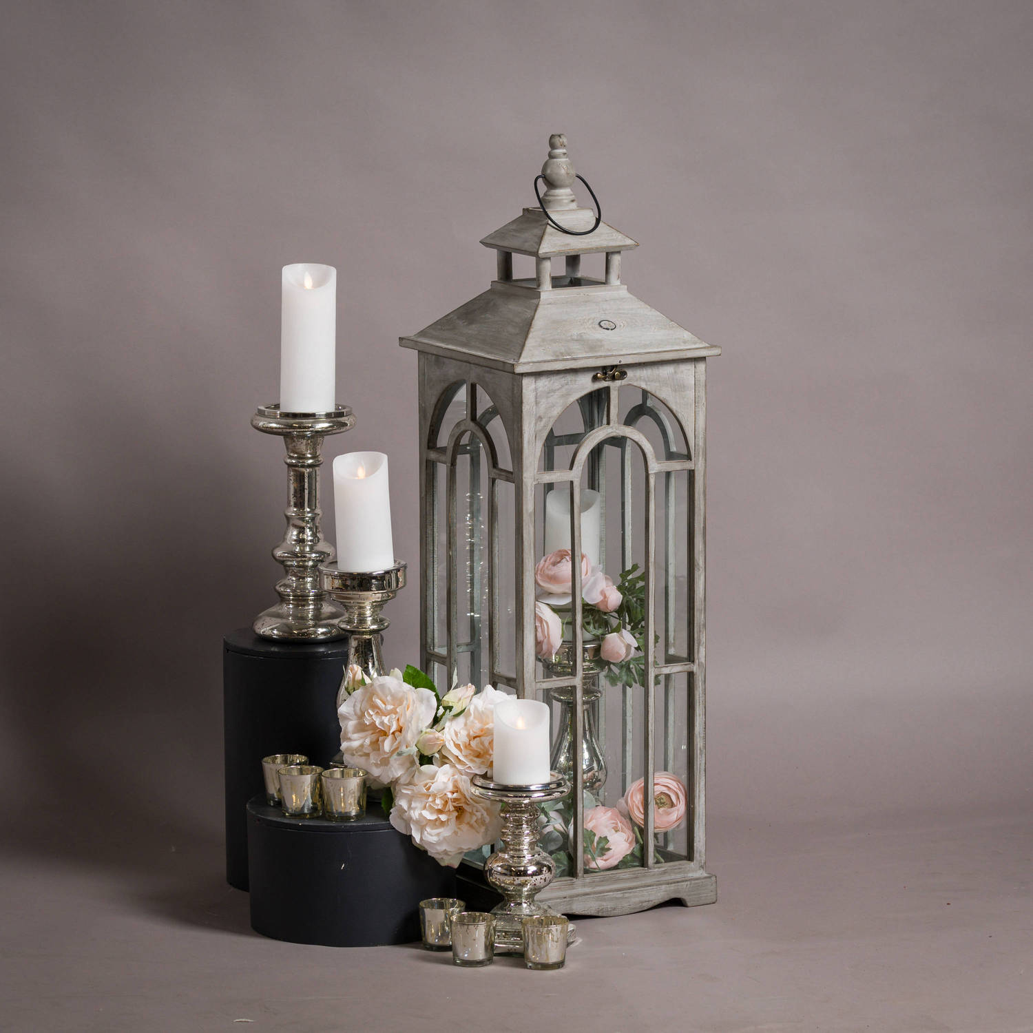 Set Of Three Wooden Lanterns Archway Design-1
