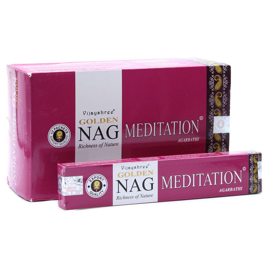 Meditation Golden Nag | Incense Sticks Joss 15g | Premium Scents | Fragrance | Hand Rolled | Yoga | Aromatherapy | Meditation